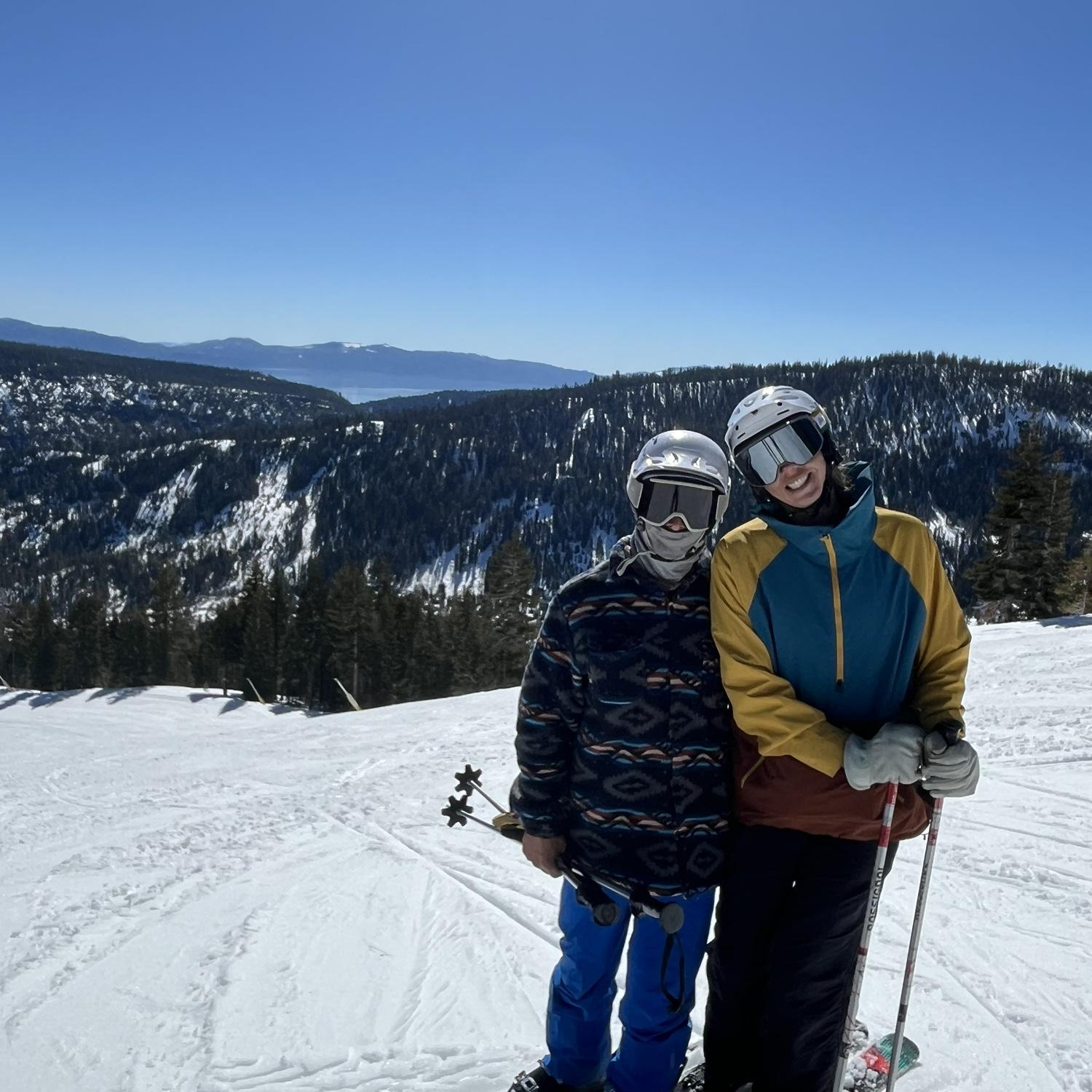 Will and Mishael spring 2025 skiing in Lake Tahoe, CA.