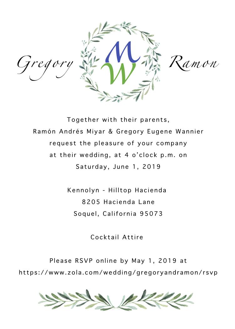 The Wedding Website of Ramon Miyar and Gregory Wannier
