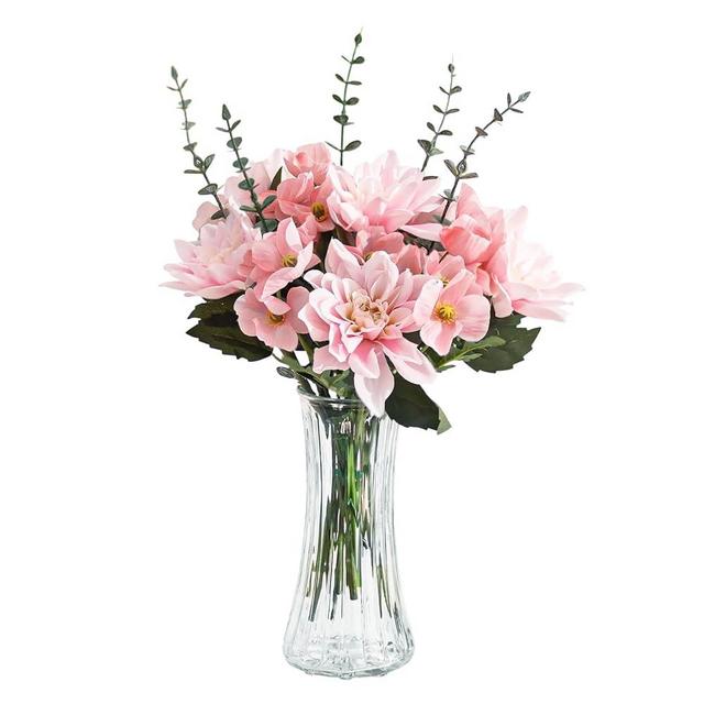 Glasseam Glass Vase for Home Decor: Clear Flower Vases for Living Room Kitchen Bathroom Wedding Table Centerpieces - 7.5" Tall Modern Vintage Decorations for Bouquet Pampas Grass Floral Plants