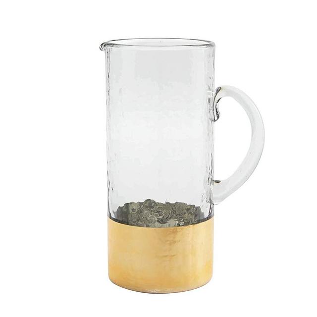 Mud Pie GOLD HAMMERED GLASS PITCHER, 51 oz