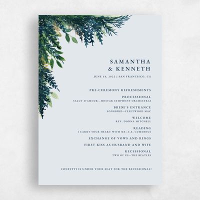 Mist, Blue Wedding Program - Oxley