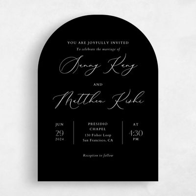 Black Arch Wedding Invitation - Niligan Portrait