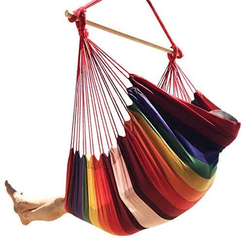 Large Brazilian Hammock Chair by Hammock Sky - Cotton Weave - Extra Long Bed - Hanging Chair for Yard, Bedroom, Porch, Indoor/Outdoor (Hot Colors)