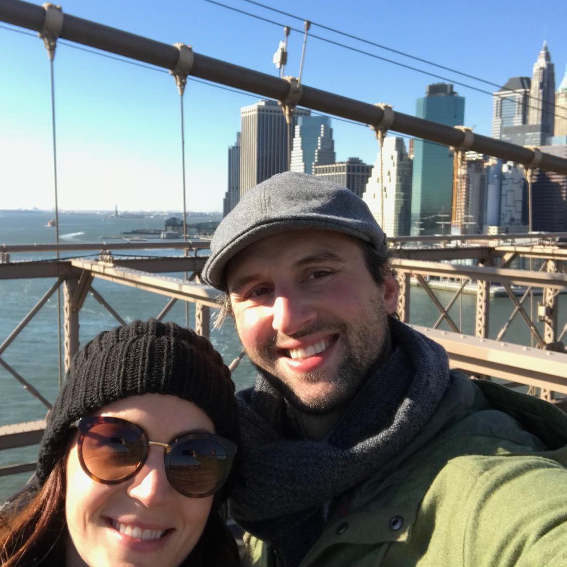 Walking over the Brooklyn Bridge - otherwise known as the trip that B&K fell in love (December 2017)