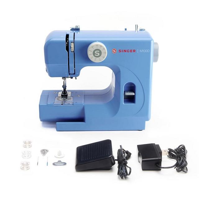 SINGER M1000 Mending Machine | Compact, Lightweight & Portable With 32 Stitch Applications & LED Light | Great for Light to Medium Weight Fabrics & Repairs – Blue