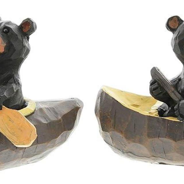 The Bridge Collection Canoeing & Kayaking Black Bear Figurines, Set of 2 Assorted