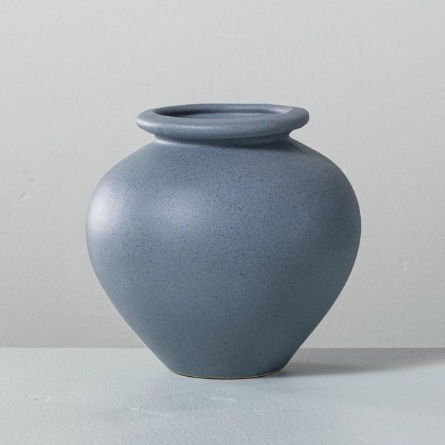 Round Tapered Ceramic Bud Vase with Lip Blue - Hearth & Hand™ with Magnolia