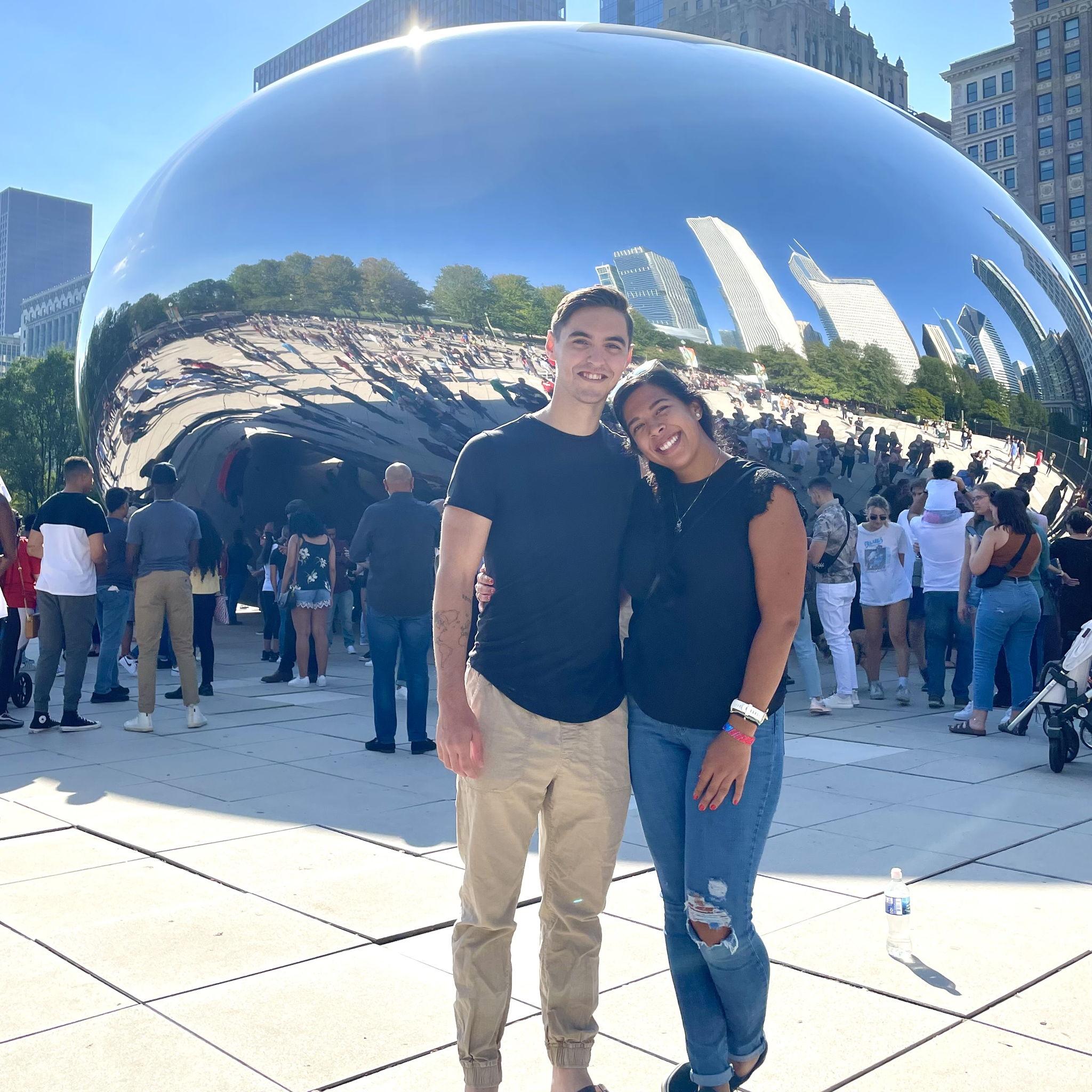 Marathon runnin, exploring Chicago the day before the Chicago Marathon, we saw the Bean.
