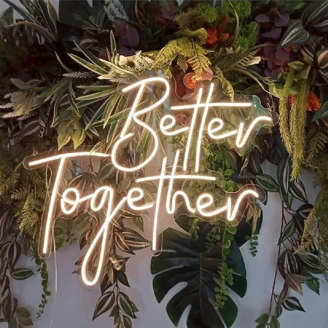 Better Together LED Neon Sign Night Light for Wall Party Décor Bedroom Room Bar Wedding Home Birthday Art Decoration Christmas with USB Chain Light modulator 5v