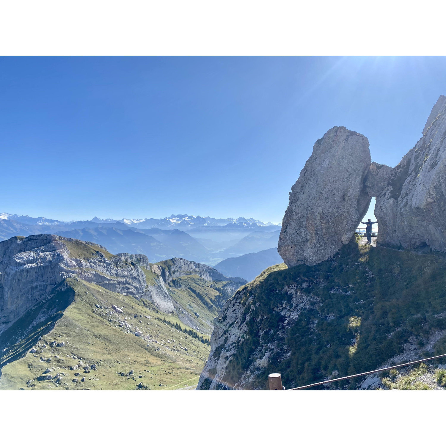 Swiss Alps with tiny Drew in the rocks