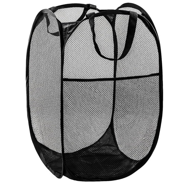DUCOO Pop Up Hamper, 1 PCS Mesh Pop Up Laundry Hamper, Foldable Mesh Laundry Basket with Space-Saving Design for Home, Dorm, Travel & Storage - Black
