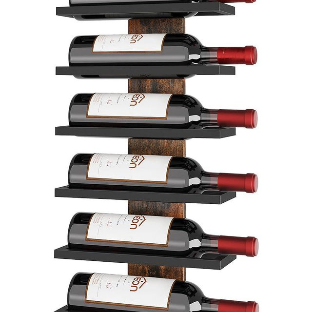 Hoctieon 6 Tier Wall Mount Wine Rack, Wall Mounted Wine Bottle Racks for Display and Storage, Hanging Bottle Holder for Living Room, Dining Room, Bar, Wine Cellar, Rustic Brown