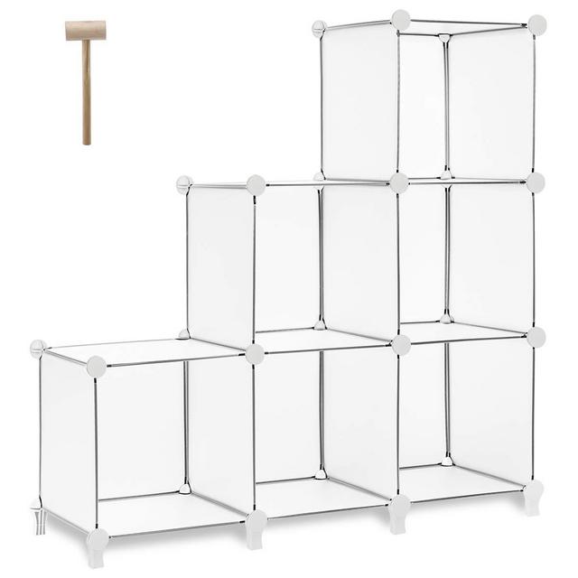 TomCare Cube Storage 6-Cube Bookshelf Closet Organizer Storage Shelves Shelf Cubes Organizer Plastic Square Book Shelf Bookcase DIY Closet Cabinet Organizer Shelving for Home Office Bedroom, White