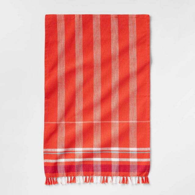 Cotton Border Striped Kitchen Towel Orange - Opalhouse™