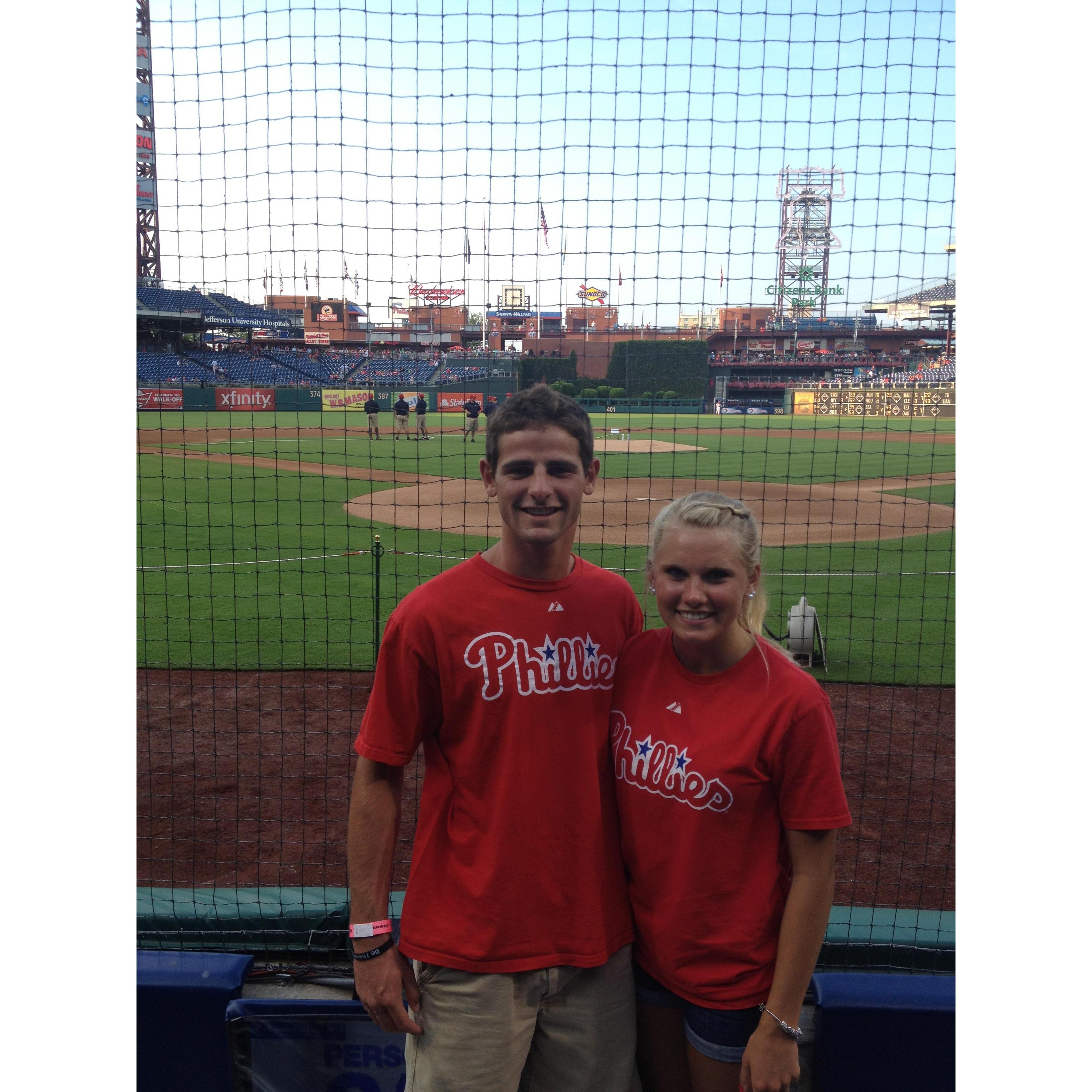 Our first date on TV at the Phillies game