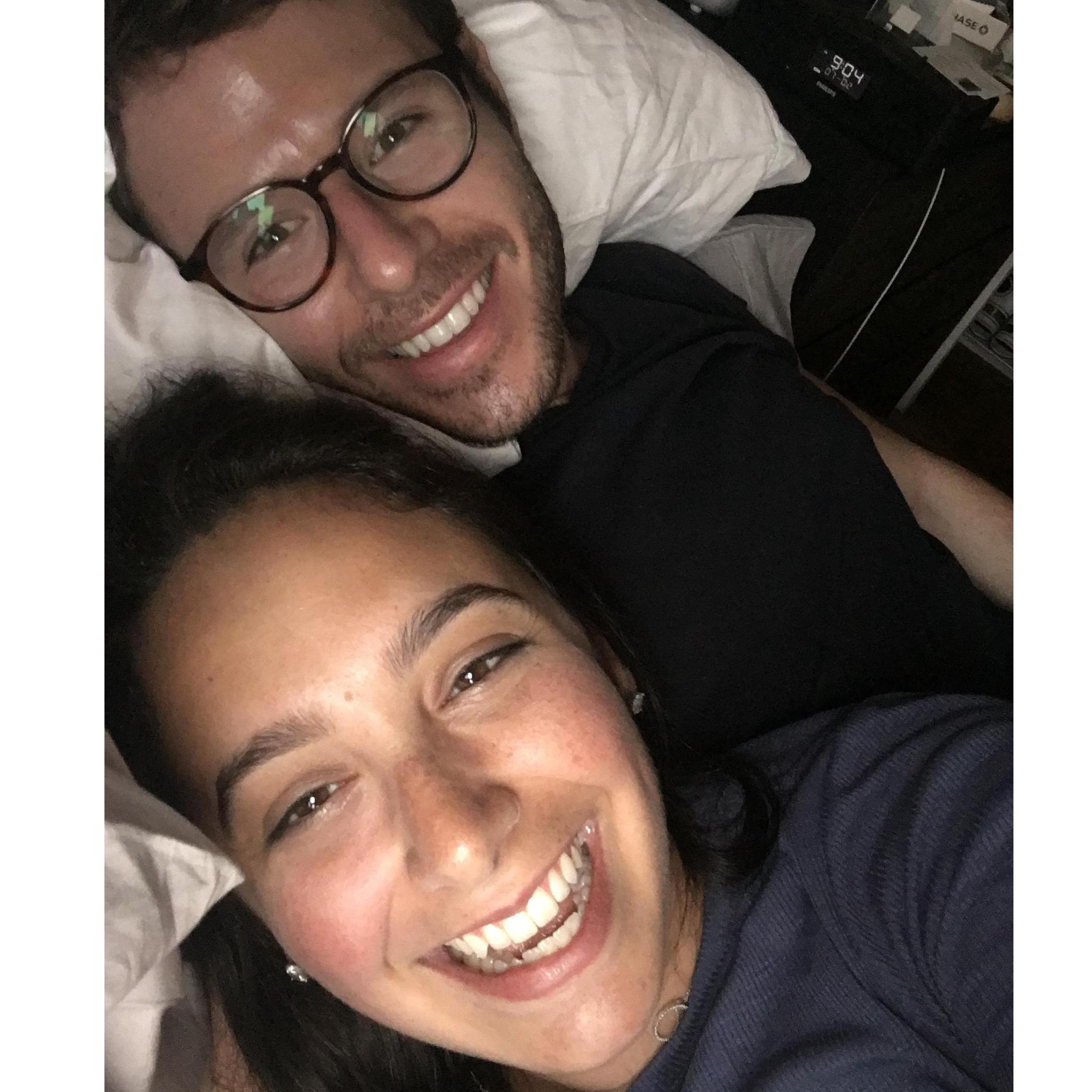 All smiles on our first night living together!