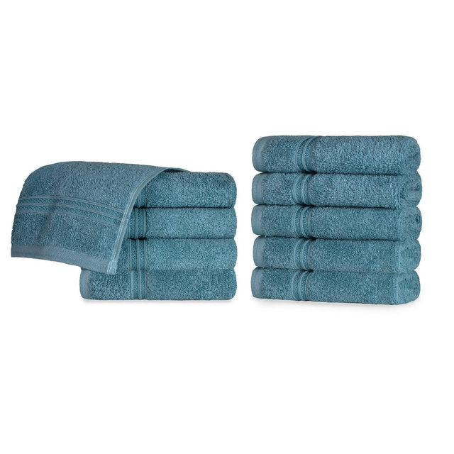 Premium Cotton Absorbent Luxury Weight Absorbent Face Towel Washcloth Set of 10, Sapphire - Blue Nile Mills