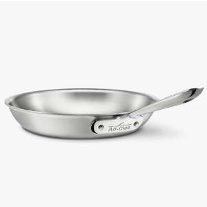 All-Clad D5 5-Ply Brushed Stainless Steel Fry Pan 8 Inch Induction Oven Broiler Safe 600F Pots and Pans, Cookware Silver