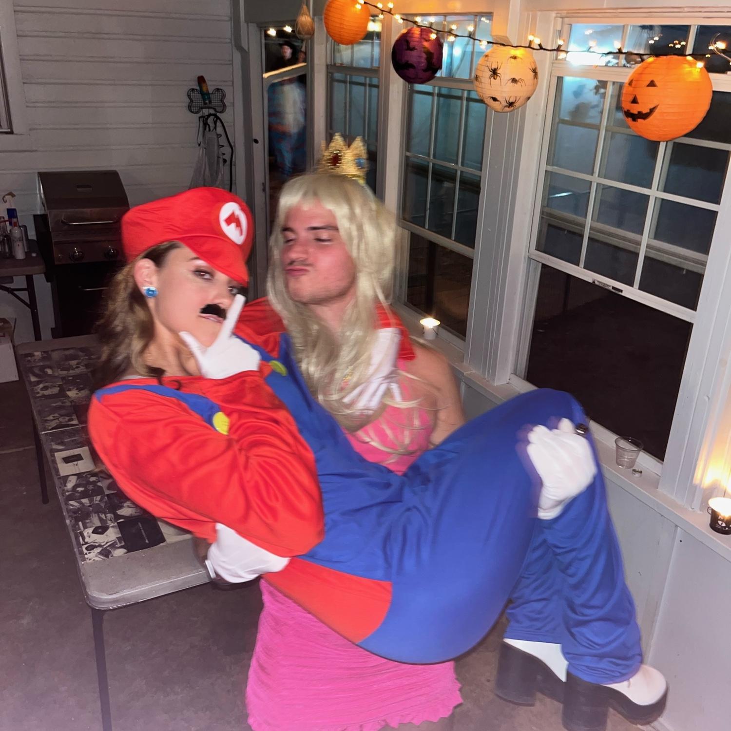 Our first Halloween together started off with the original Mario and Princess Peach...