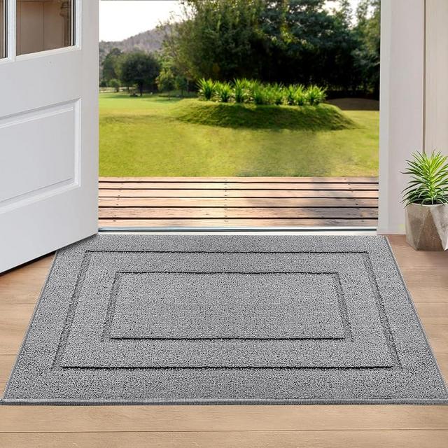 REFETONE Indoor Doormat, 20x32, Front Back Door Rug, Non Slip Absorbent Resist Dirt Machine Washable Door Mat, Low-Profile Inside Floor Mat for Entryway, Grey