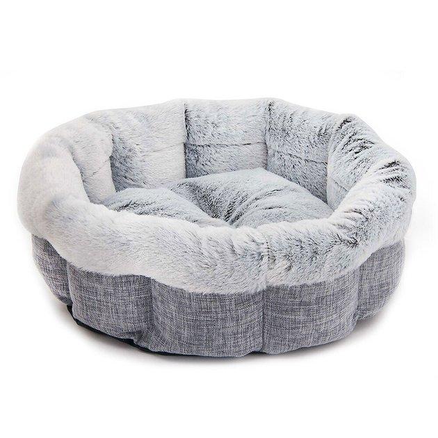 Best Pet Supplies Round Bolster Cat & Dog Bed, Light Gray, Large