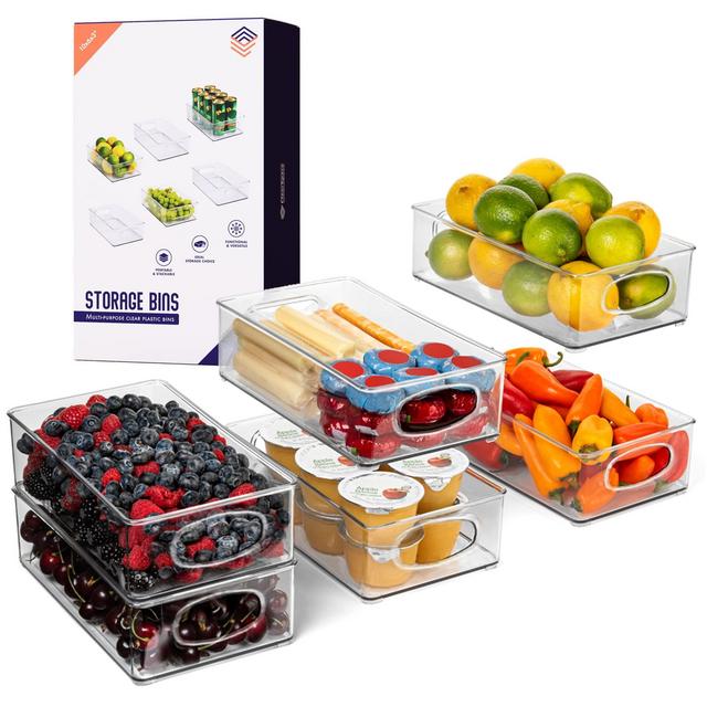 ClearSpace Plastic Pantry Organization and Storage Bins – Perfect Kitchen Organization or Bathroom Storage – Fridge Organizer, Refrigerator Organizer Bins, Cabinet Organizers (6 Pack)