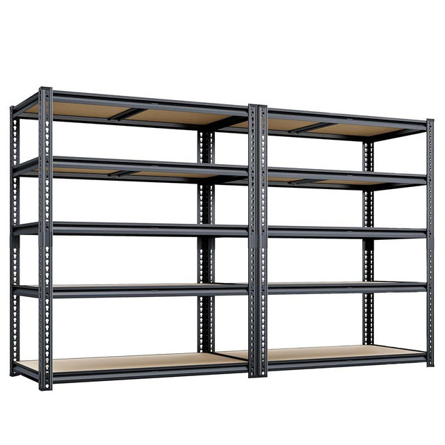 72"H Storage Shelves heavy duty, 2250LBS Garage Shelving, 5 Tier Metal Shelving Unit Adjustable Garage Shelves Rack Shelf for Storage Warehouse Pantry Closet,35.6" W × 16" D × 72" H, Black, 2PCS