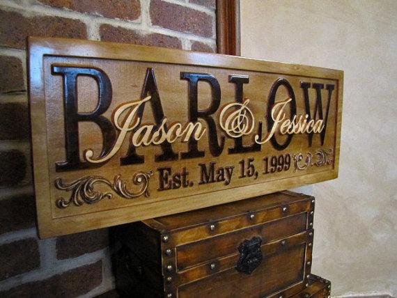 Personalized Family Name Signs custom wedding gift CARVED Wooden Sign Last name Wedding Established Anniversary custom personalized sign