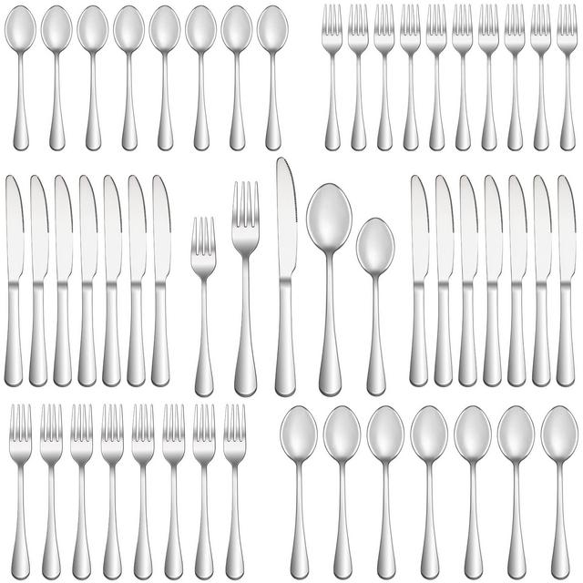 50 Piece Silverware Set Service for 10,Premium Stainless Steel Flatware Set,Mirror Polished Cutlery Utensil Set,Durable Home Kitchen Eating Tableware Set,Include Fork Knife Spoon Set,Dishwasher Safe