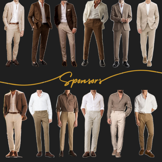 Gentlemen (Sponsor): Lightweight, tailored suits, or smart separates (button-ups + dress trousers)
