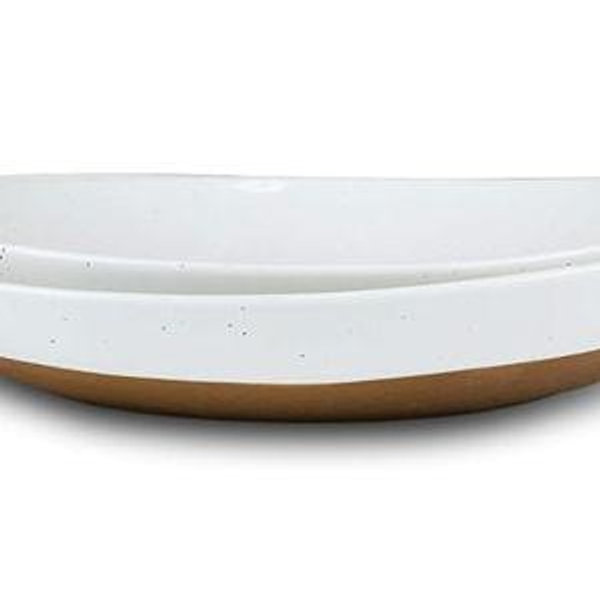 Mora Ceramic Large Serving Bowls- Set of 2 Oval Platters for Entertaining. Modern Kitchen Dishes for Dinner, Fruit, Salad, Turkey, etc. Oven, Dishwasher Safe, 55/35 oz, 13.5" / 11.8" - Vanilla White