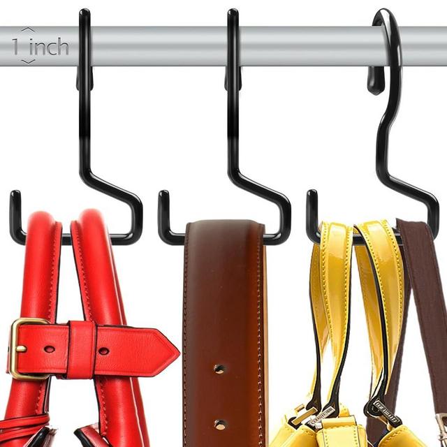 Dapute 16 Pack Purse Hanger for Closet, Large Purse Hooks for Closet Rod, Black Bag Holder for Closet, Purse Organizer for Hanging Handbags, Belts, Hat, Jeans