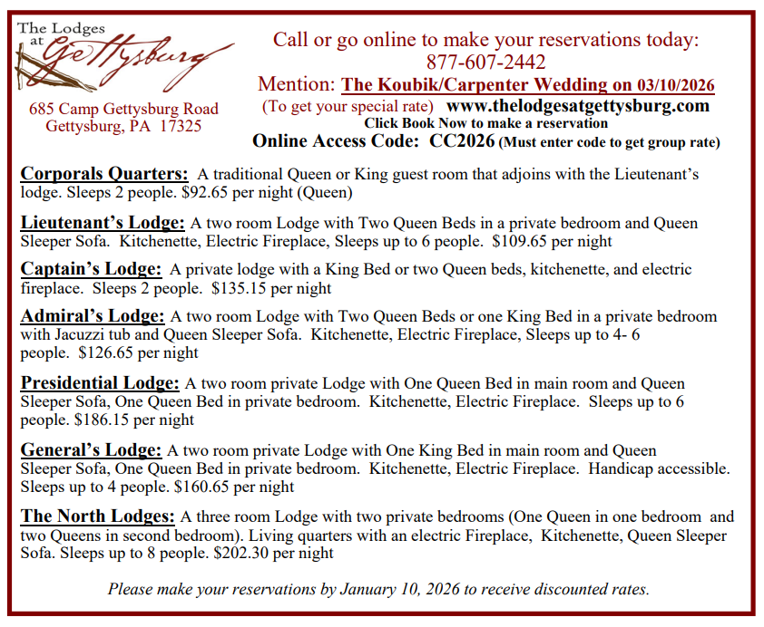 The Wedding Website of Cynthia Koubik and Charles Carpenter