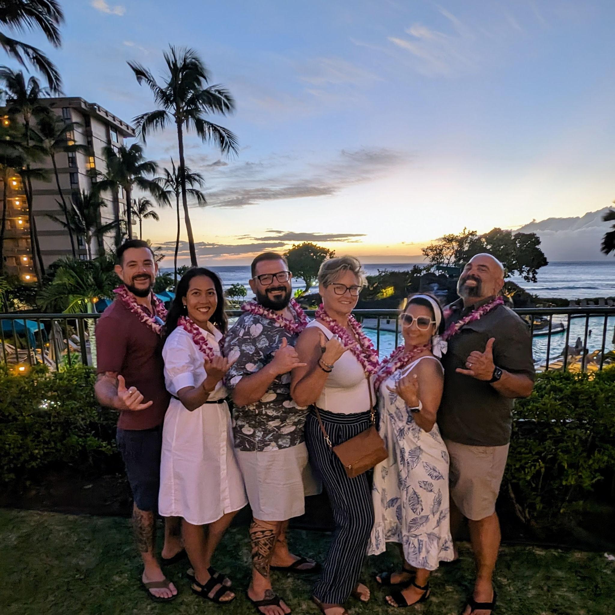 Adam, Nessy, Travis, Gina, Marcia and Jon in Maui, Hawaii