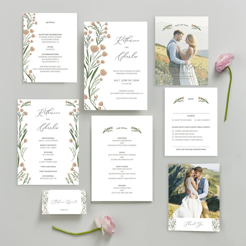 Pemberton Portrait | Peach Blush | Zola Wedding Invitations