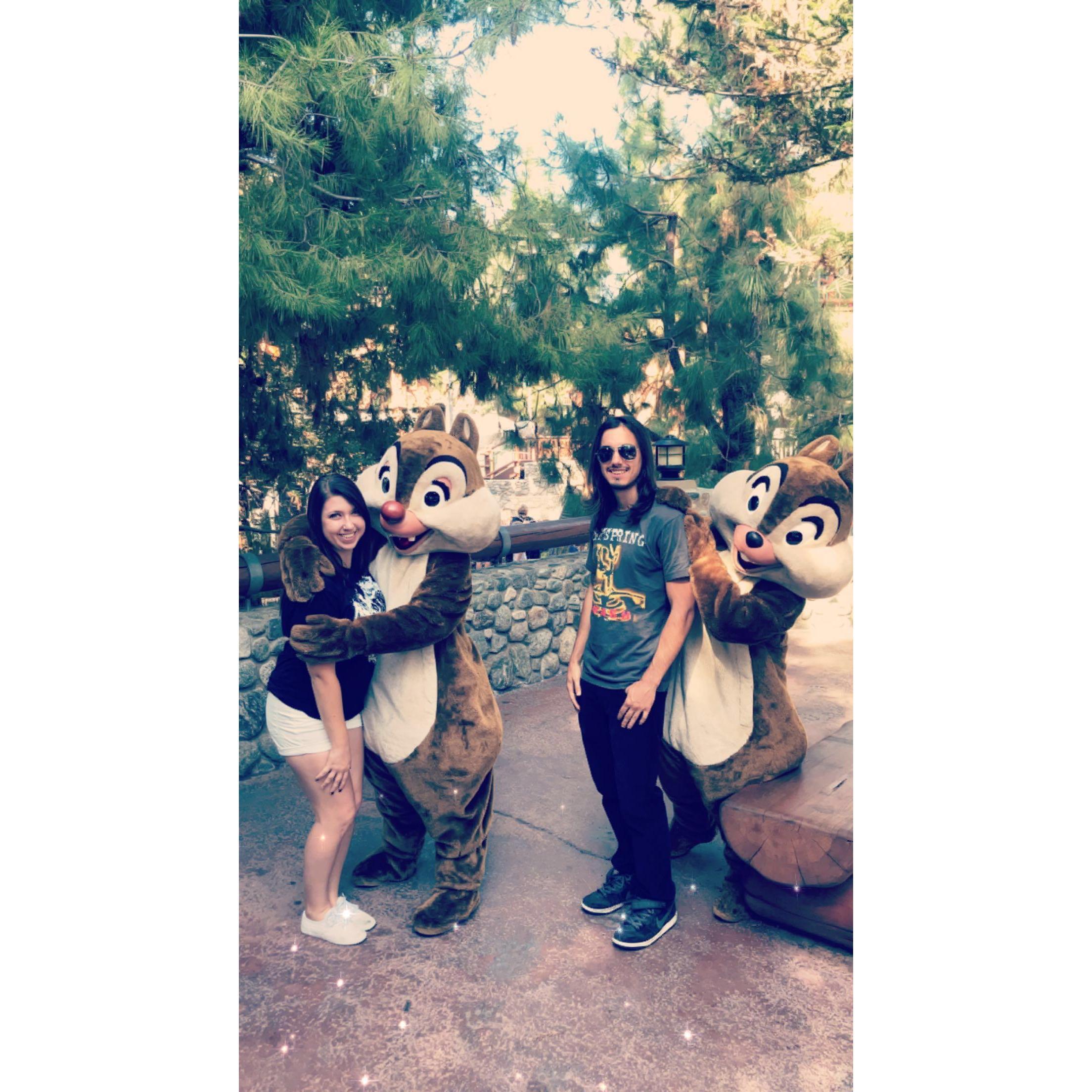Chip and Dale tried to steal me away from Brian. Brian had to rescue me at the top of their playhouse, all because I looked down.