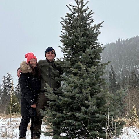 Cutting down our first Christmas tree in White River National Forest