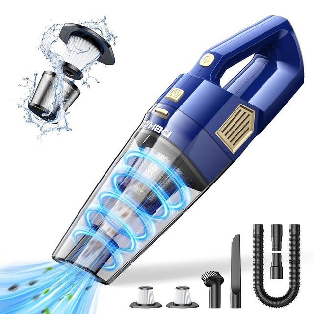 DBHAL Handheld Vacuum Cordless, 15000PA Powerful Suction Car Vacuum Cleaner Lightweight with Multi Accessories, Hand held Vacuum Cleaner Dust Busters Cordless Rechargeable for Car Home