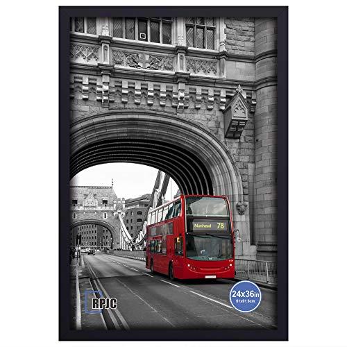 RPJC 24x36 Inch Solid Wood Poster Frames with Wall Mounting Hanging Picture Frame Broadside Black