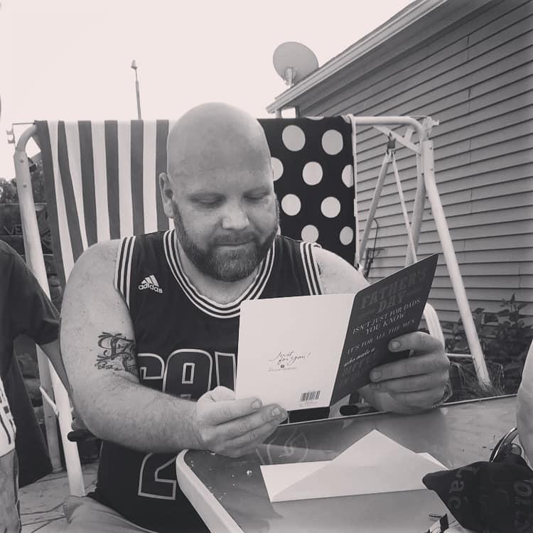 Drew reading his first Father's Day card! 2018