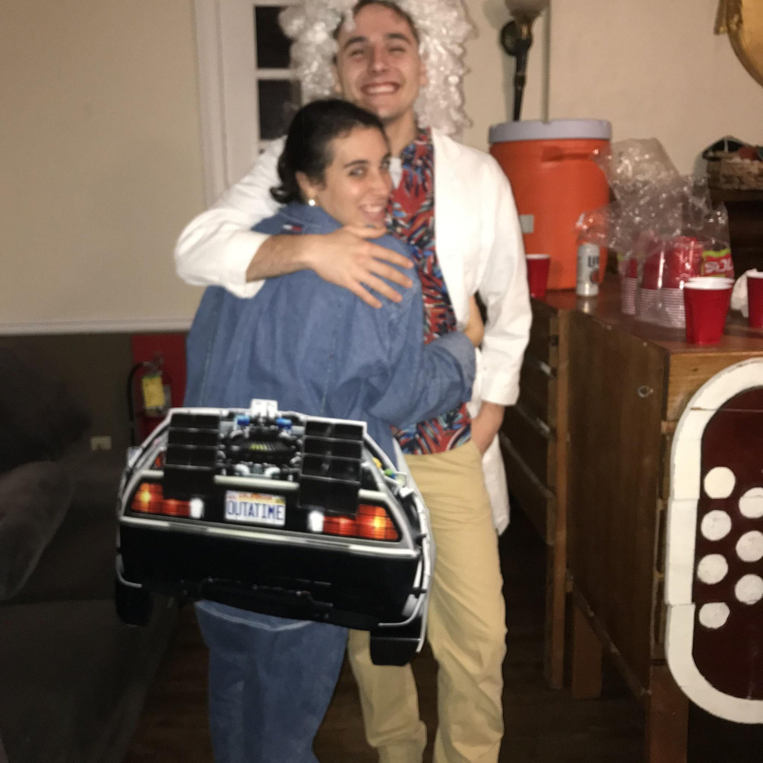 Doc Brown & Marty McFly with the Delorean - Halloween 2019