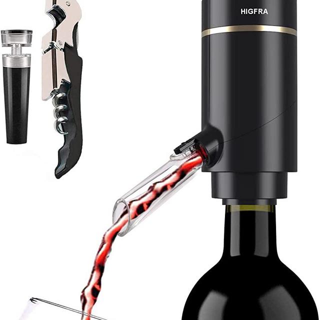 Electric Wine Aerator, Wine Dispenser Pump, Automatic Wine Pourer, Instant Wine Decanter, One-Touch Wine Oxidizer with Retractable Tube, Portable and USB Rechargeable, Matte Black
