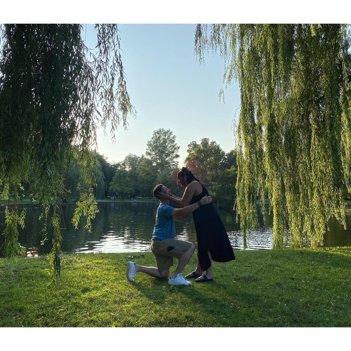 We first said "I Do" in the park in Boston MA with our closest friends there ready to take the photo.