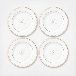 Federal Gold Script Tidbit Plate, Set of 4