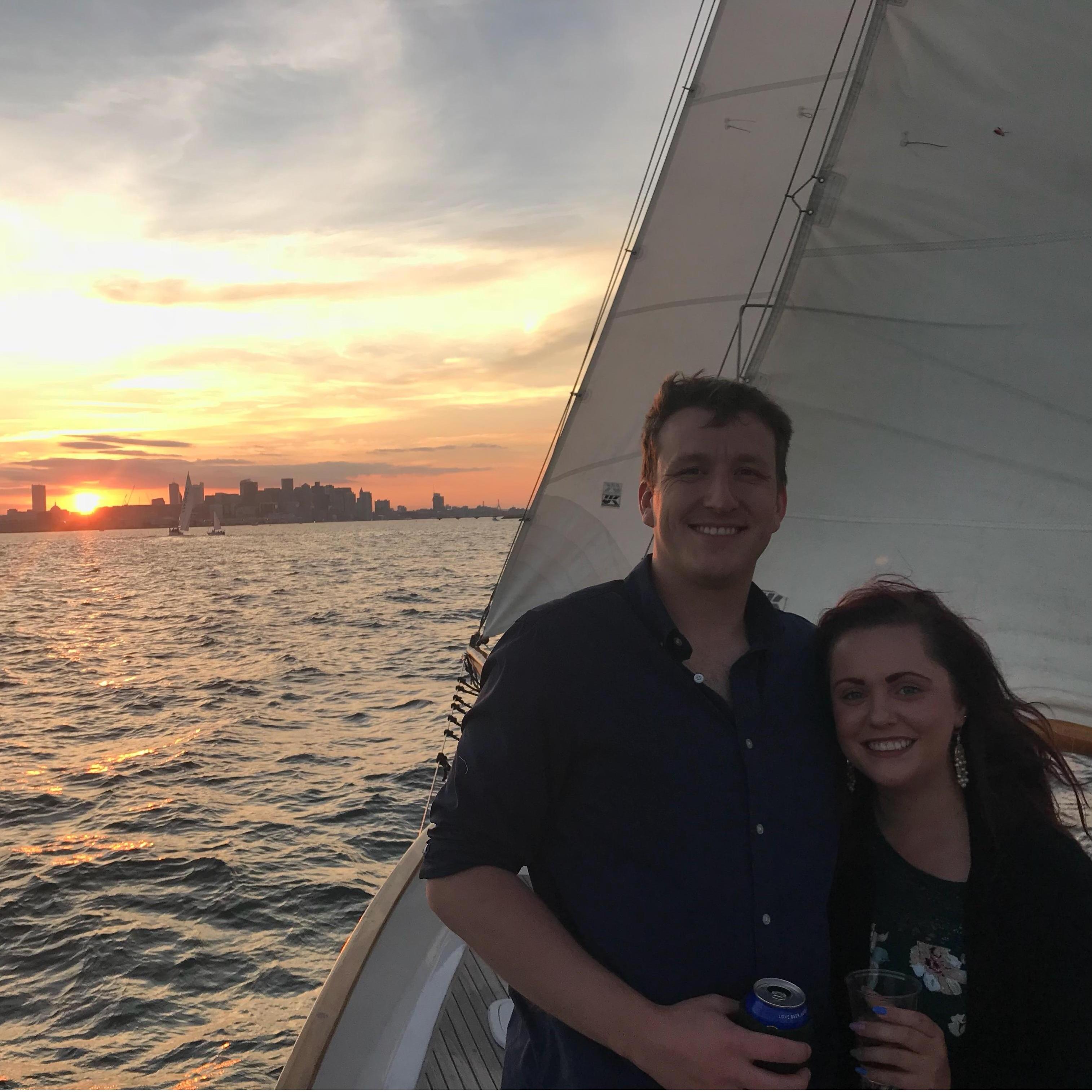 We have so many great memories in Boston, but one of our favorites is a sunset schooner cruise with Andrew's parents in the Boston Harbor.