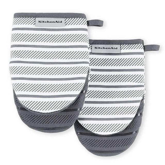 KitchenAid KA Albany MM Mini Oven Mitt Set, 5.5"x8", Charcoal Grey