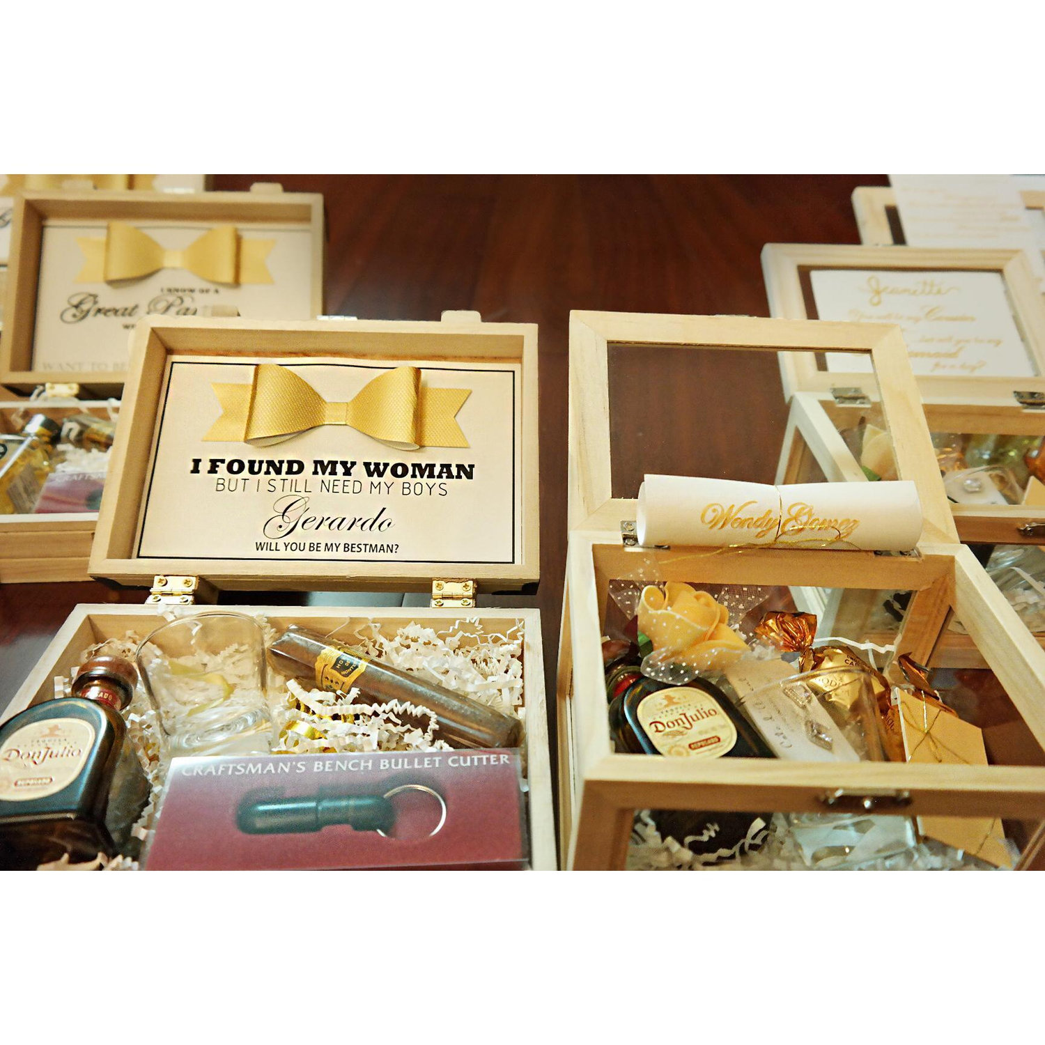 Wedding Party Request Boxes <3 Lots of work and love went into these. Glad they were a hit.