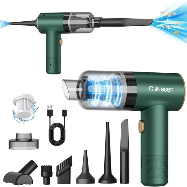 Cimesen Car Vacuum Portable 4 in 1 Vacuum Cleaner 12000Pa Mini Handheld Vacuum Cordless Rechargeable 120W High Power Car Vacuum Cleaner & Air Duster Multi-Nozzles for Car Home Office Pet