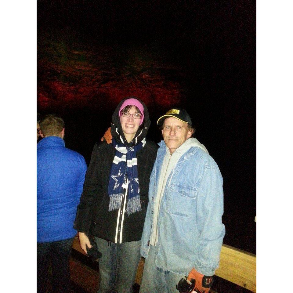 Matt and I at Charleston Falls to see the falls all lit up for Christmas. Yes it was very cold that year.