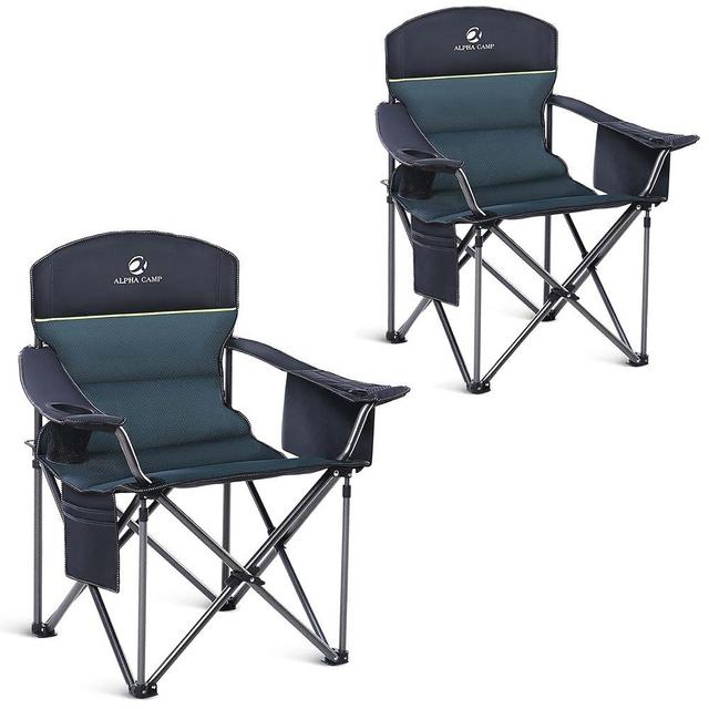ALPHA CAMP Oversized Camping Folding Chair Heavy Duty Lawn Chair with Cooler Bag